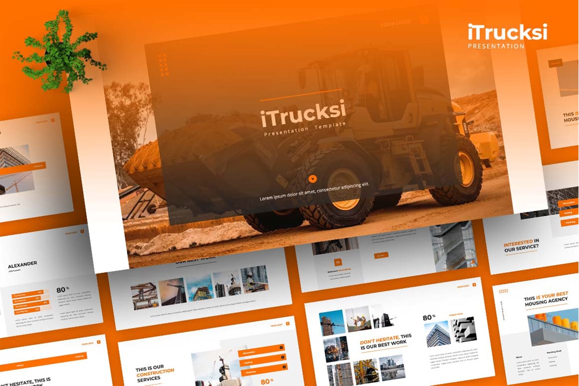 Template PowerPoint iTrucksi untuk Presentasi Konstruksi