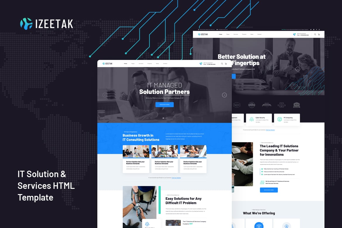 Izeetak - Template Website Solusi & Layanan IT Modern