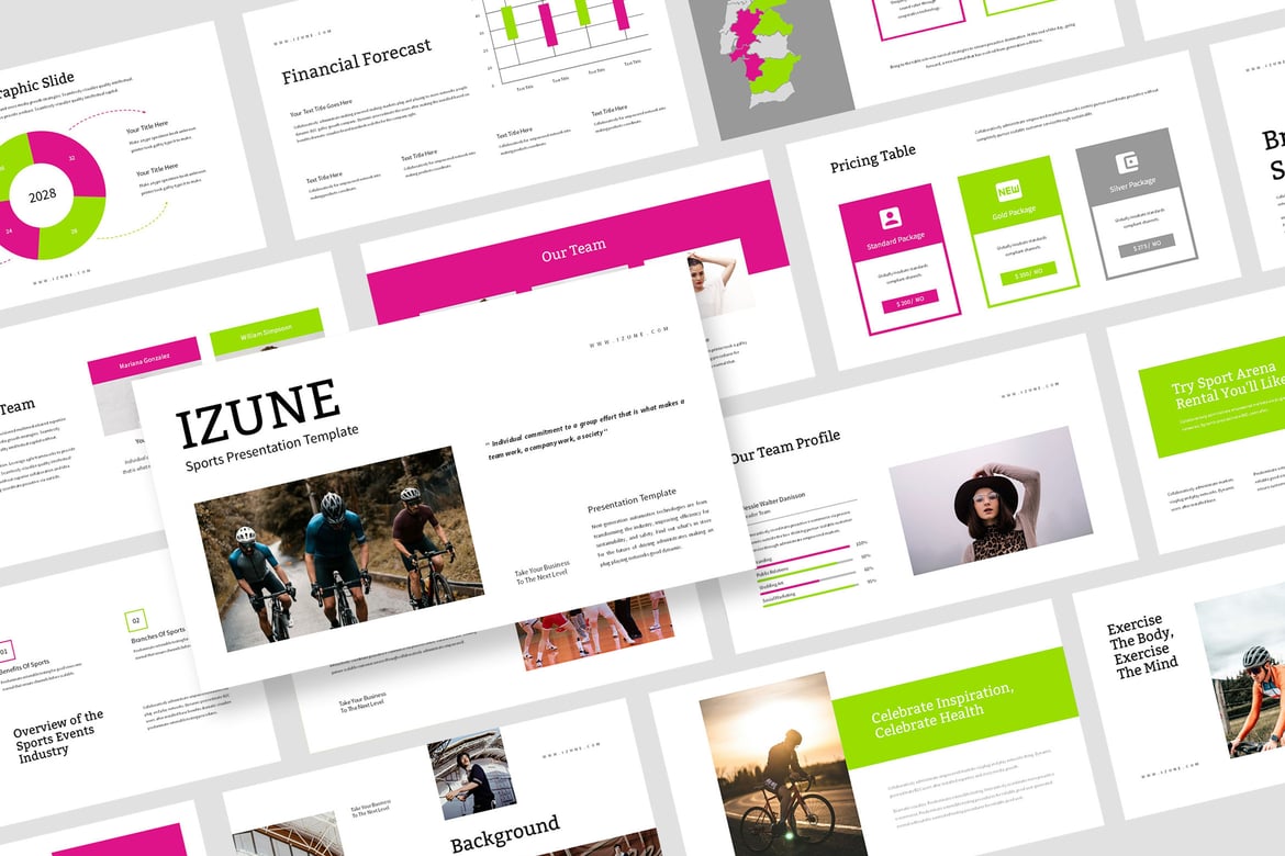 Template Powerpoint Izune untuk Acara Olahraga yang Menarik