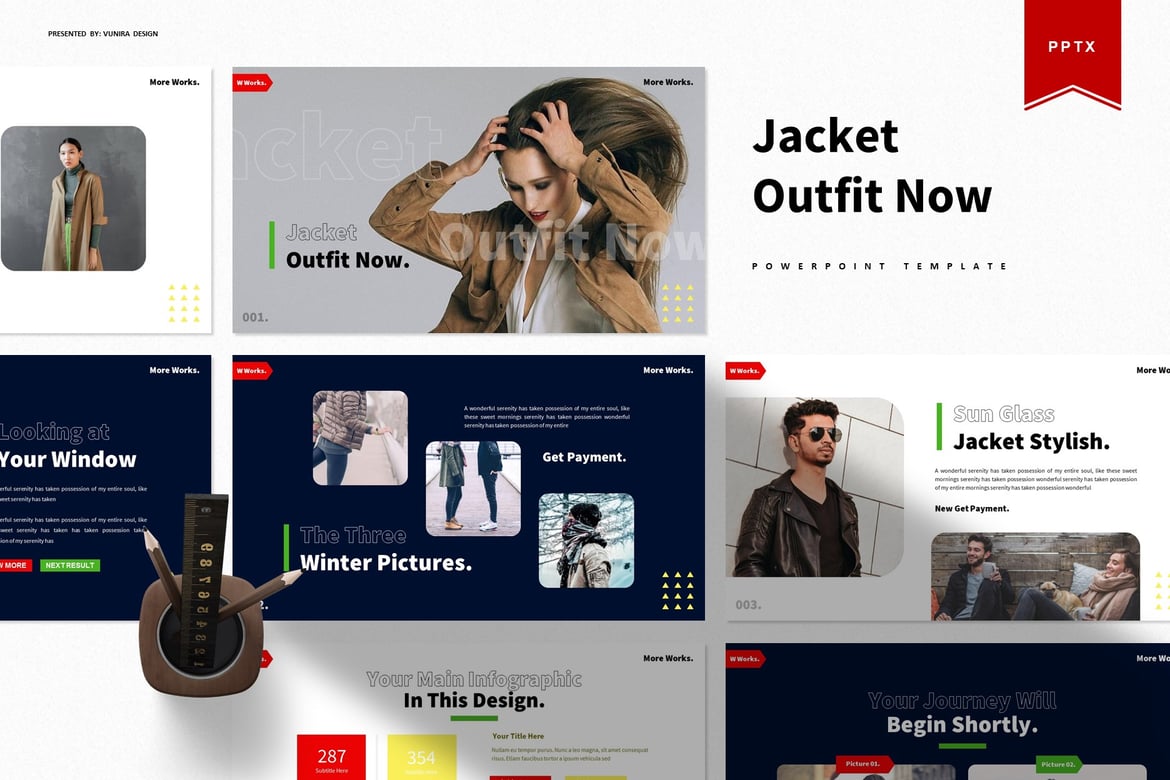 Template Presentasi PowerPoint: Jacket Outfit Now yang Menarik