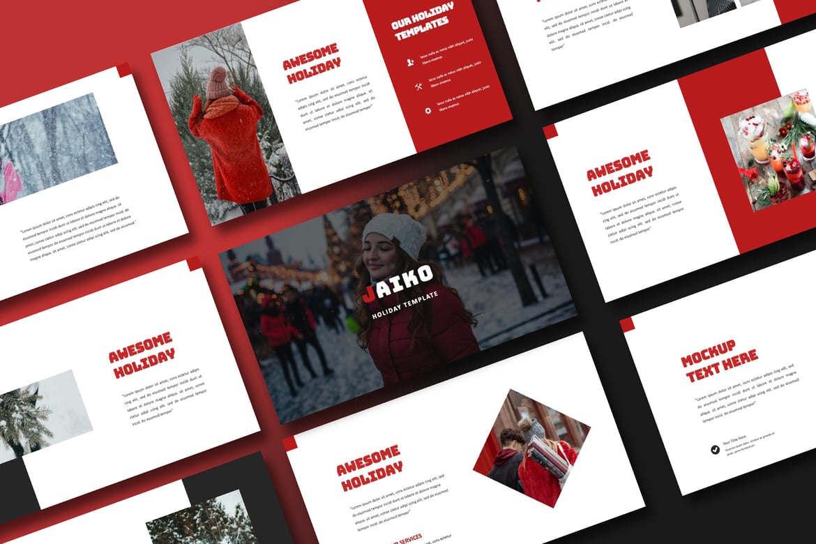 Template PowerPoint Jaiko Desember untuk Liburan yang Elegan
