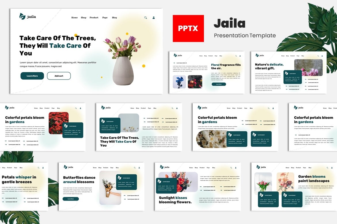 Jaila - Template Presentasi PowerPoint Toko Bunga & Taman yang Modern