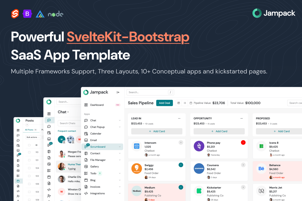 Jampack - Template Website SaaS Dashboard Berbasis SvelteKit dan Bootstrap