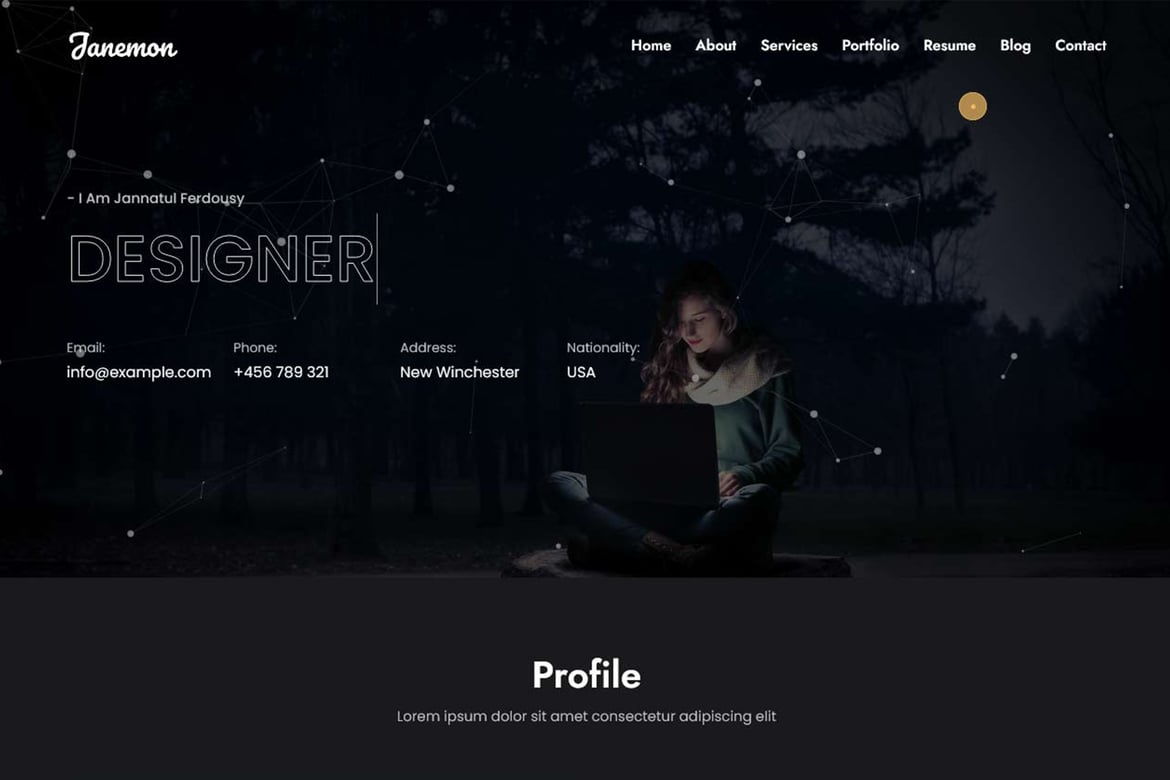 Janemon - Template Website Portofolio Pribadi yang Menawan