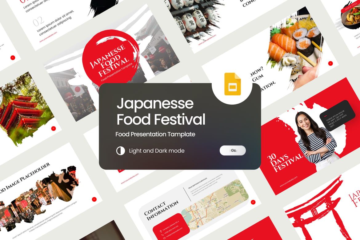 Template PowerPoint Festival Makanan Jepang yang Menarik