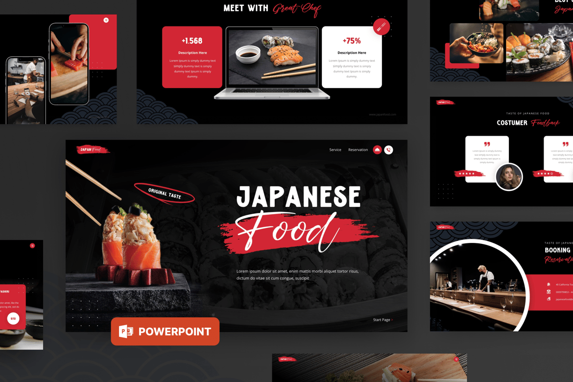 Template Presentasi Makanan Jepang yang Menarik