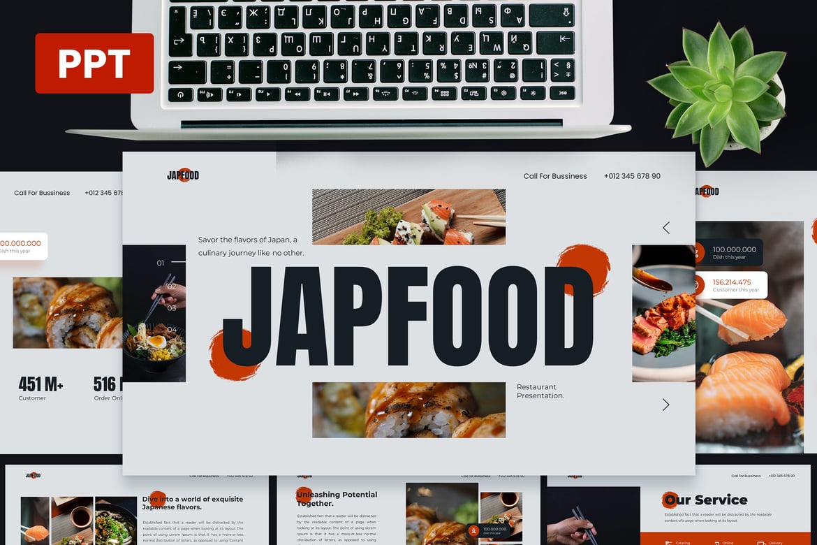 Template Powerpoint Japfood - Presentasi Makanan yang Menarik