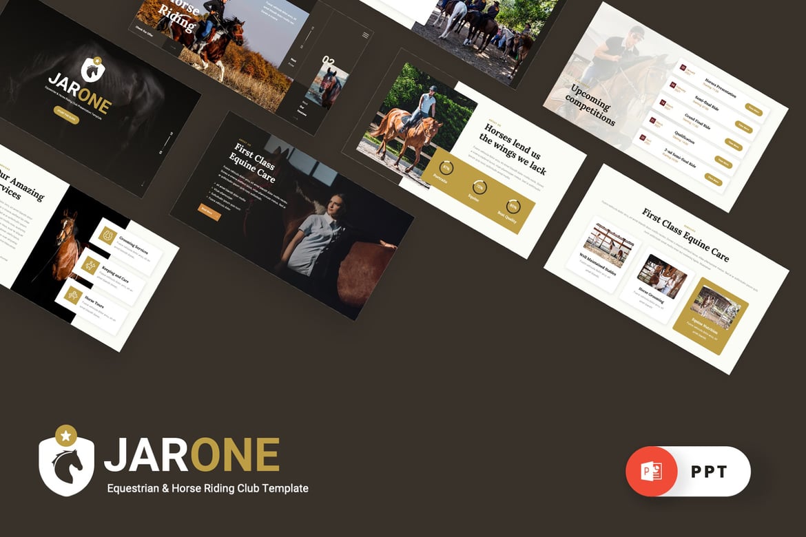 Template PowerPoint JARONE - Equestrian dan Klub Berkuda yang Menawan