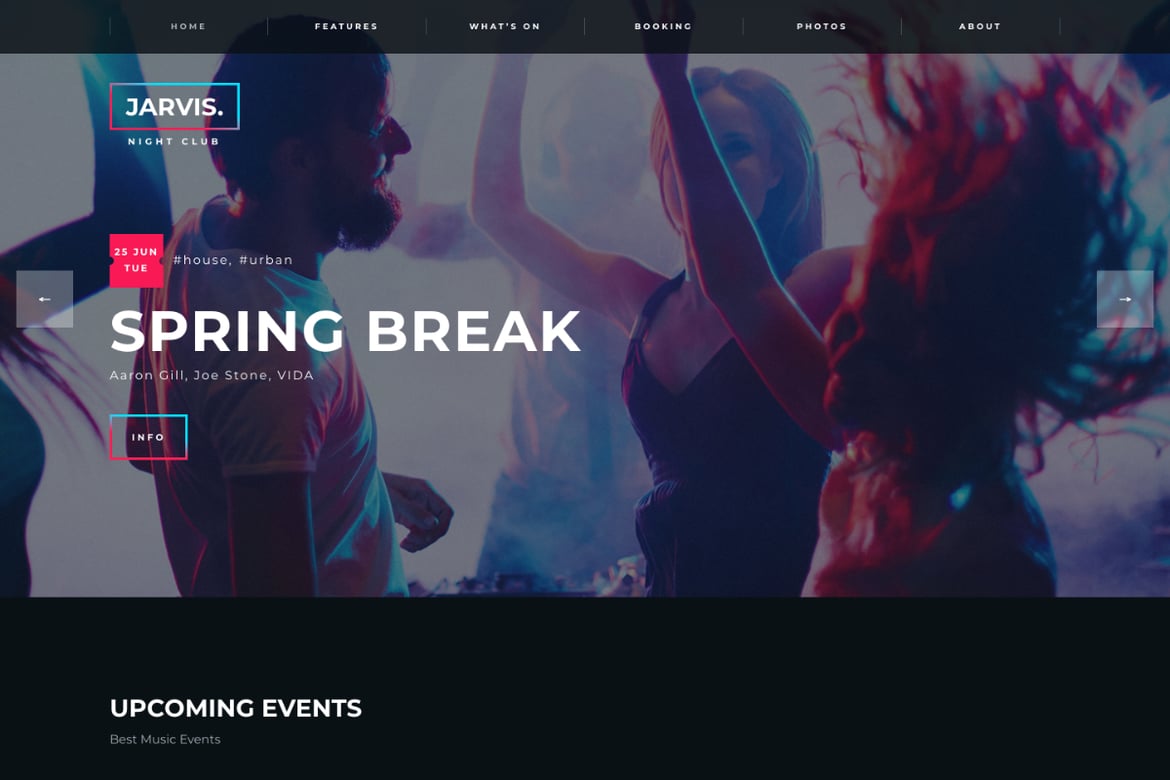 Jarvis - Tema WordPress untuk Night Club, Konser, dan Festival yang Energik