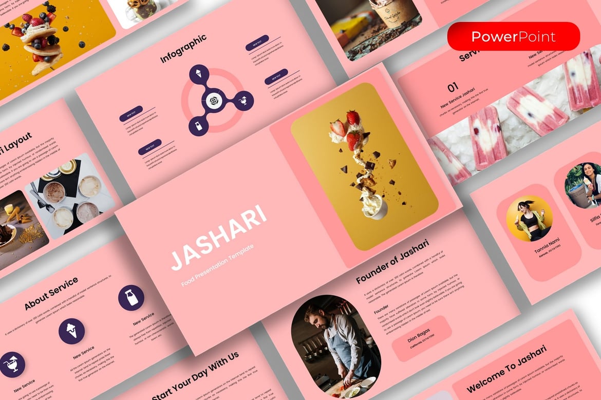 Template PowerPoint Makanan Jashari yang Menarik dan Profesional