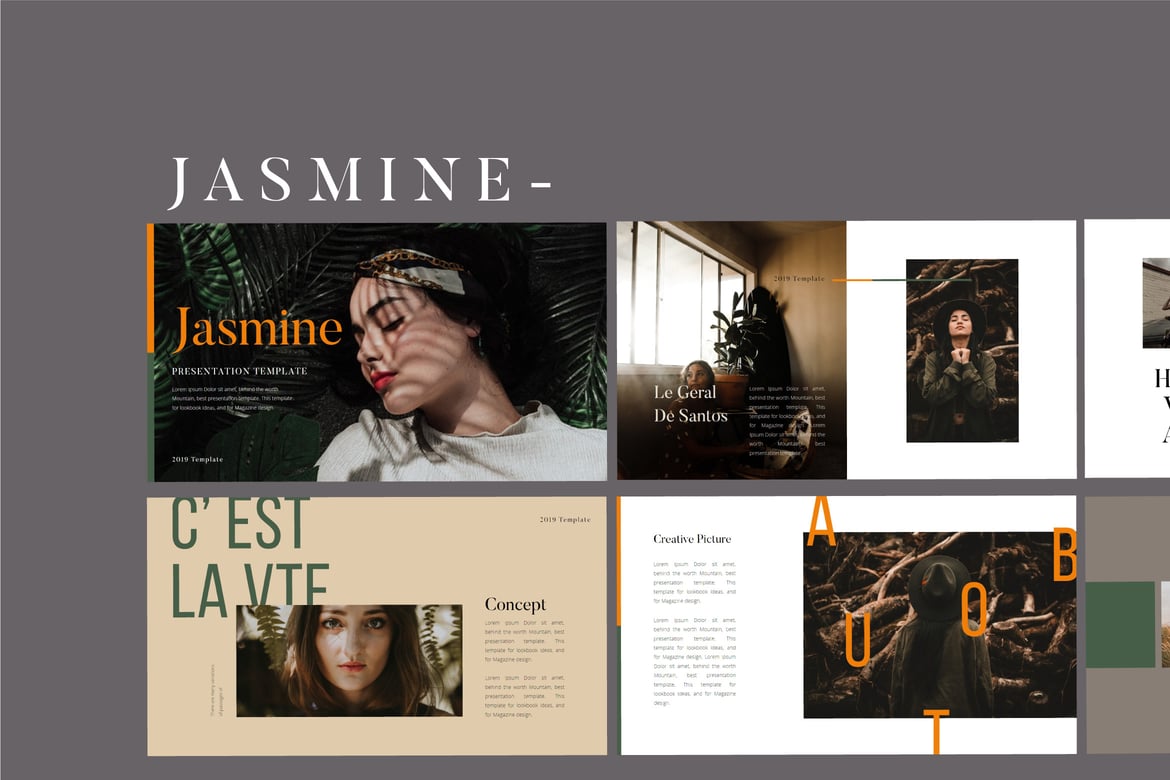 Template Presentasi PowerPoint Jasmine Lookbook - Energi Alam yang Segar