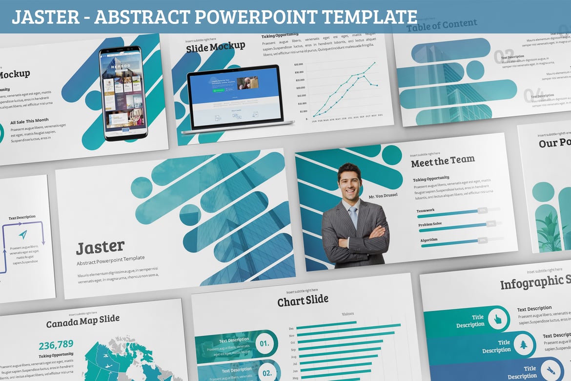 Template Presentasi PowerPoint Jaster - Tema Abstrak dan Gradien