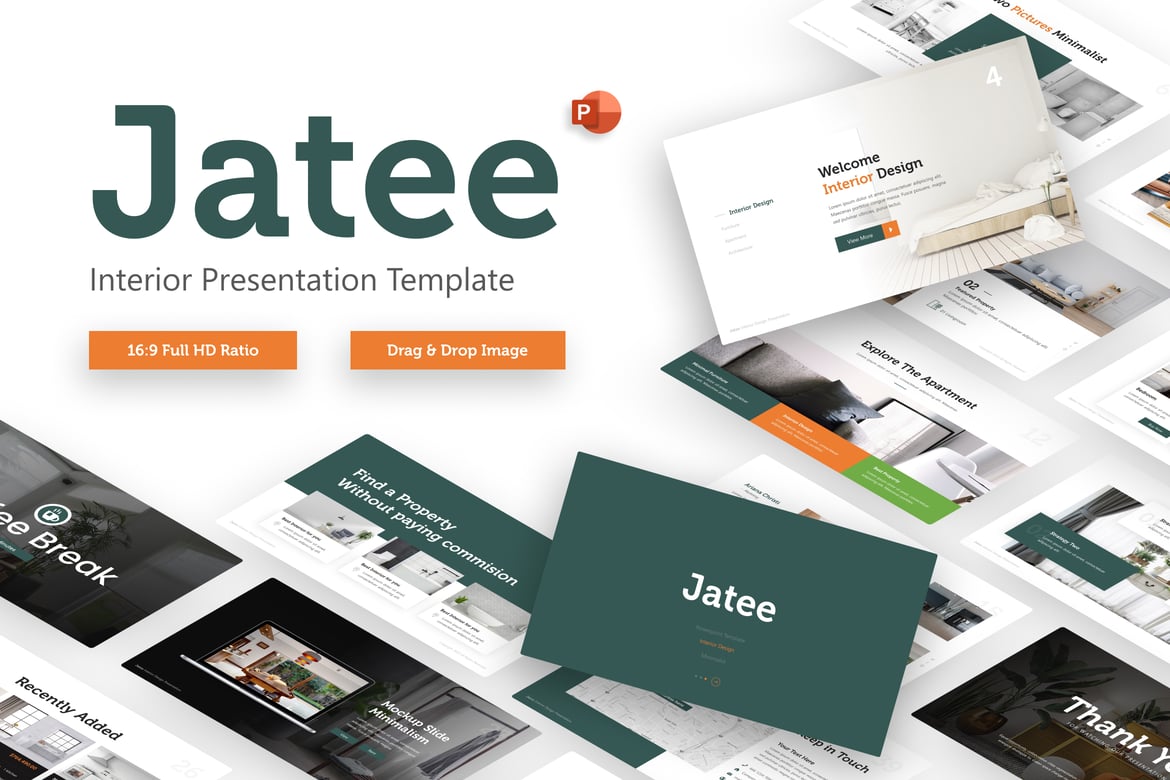 Template PowerPoint Jatee Interior Minimalis yang Modern