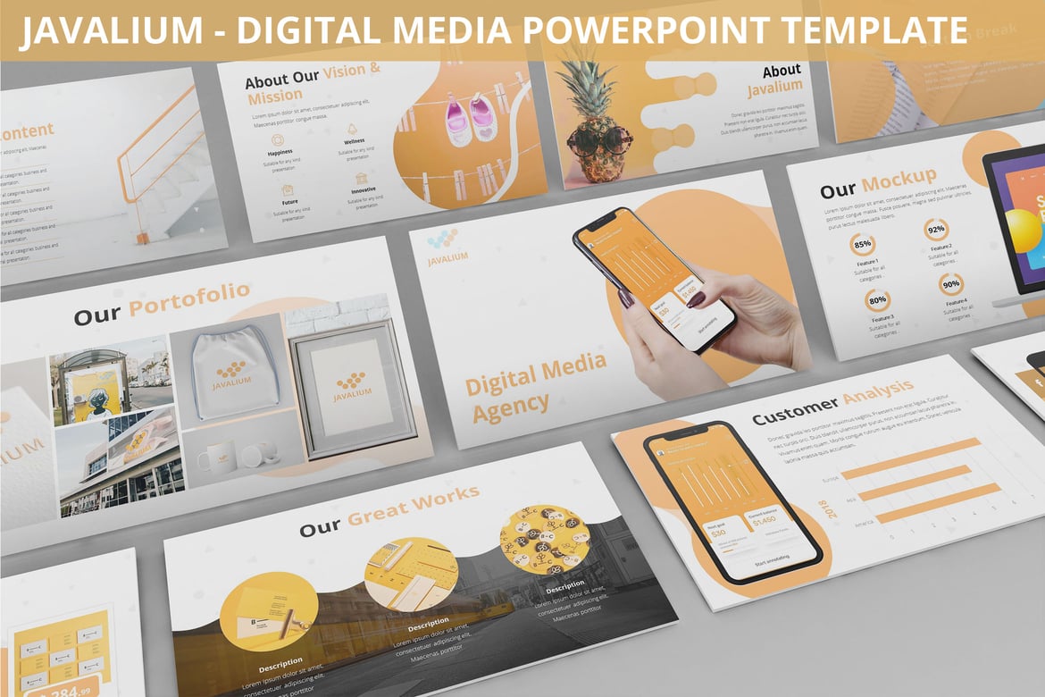 Javalium - Template Powerpoint Media Digital yang Kreatif