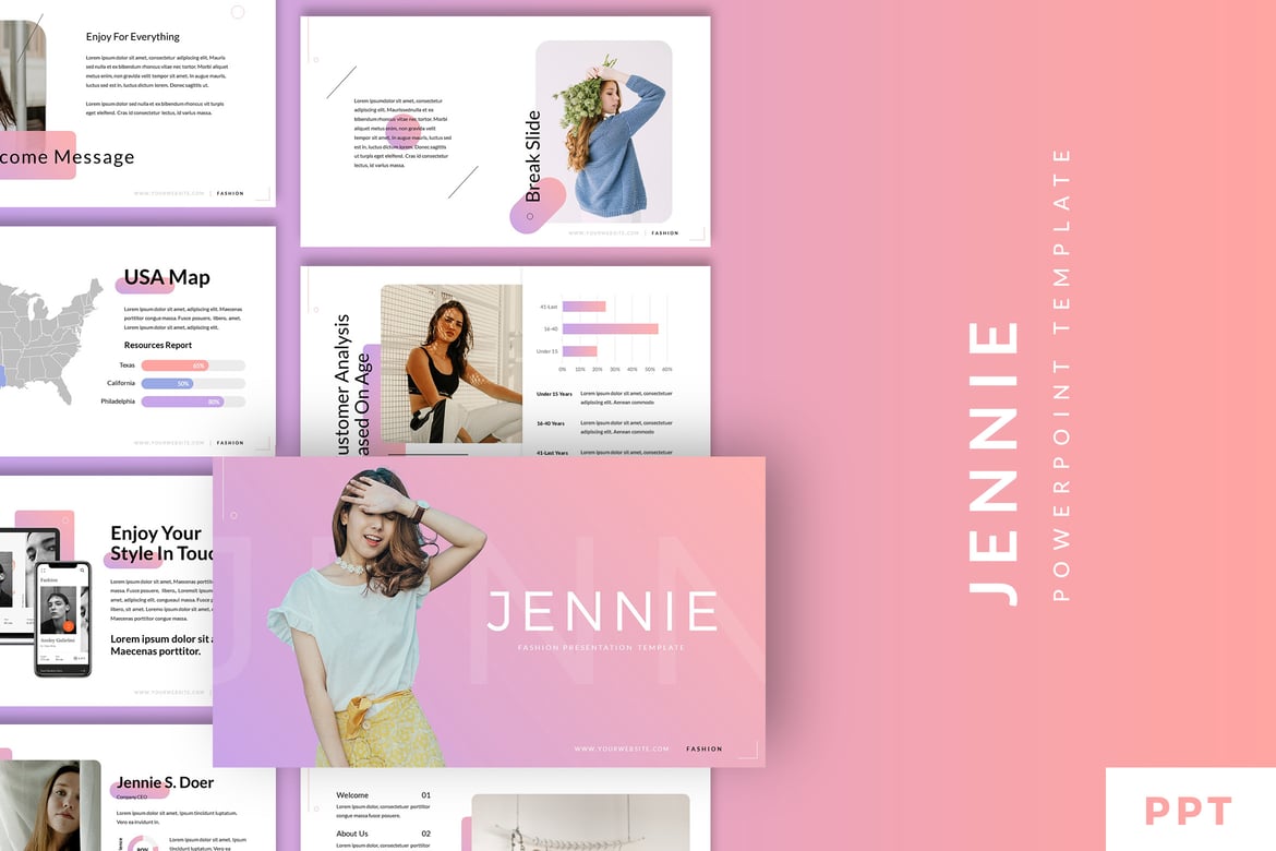 Template Presentasi Fashion Jennie - Gaya Modern dan Elegan