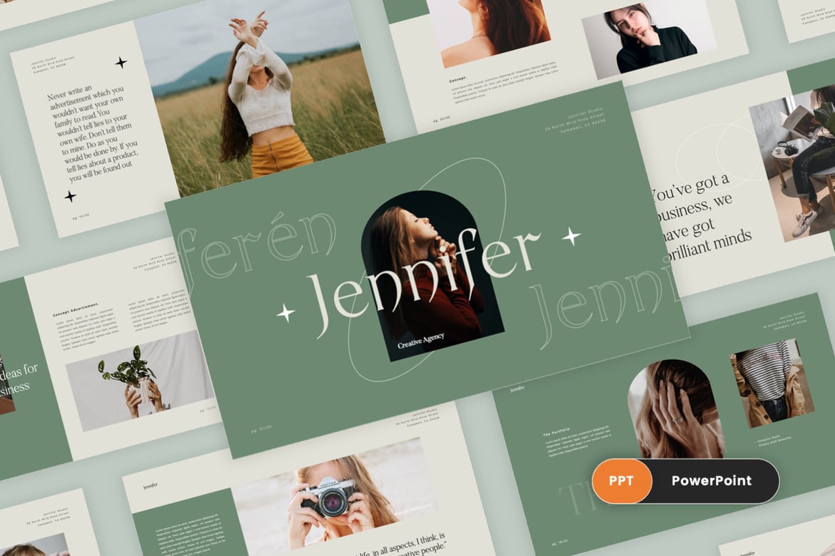 Template Presentasi PowerPoint Jennifer - Solusi Kreatif untuk Pitch Deck Anda