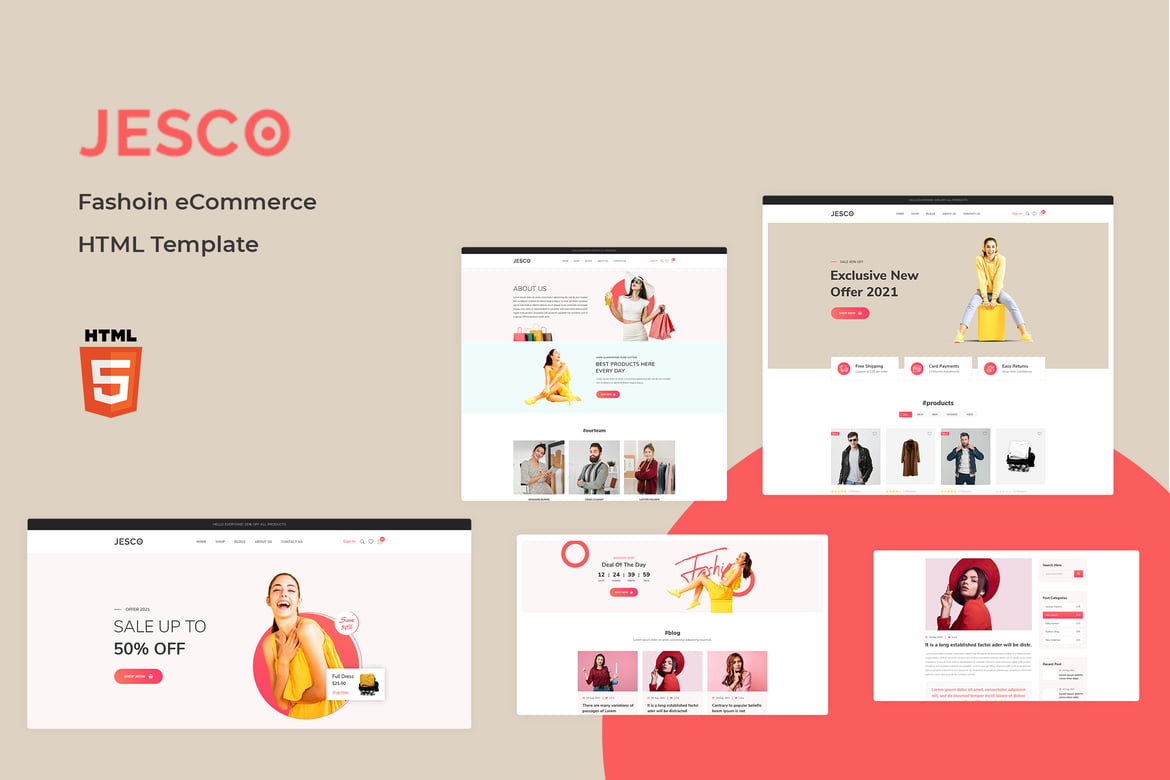 Jesco - Template Website Fashion Modern untuk eCommerce