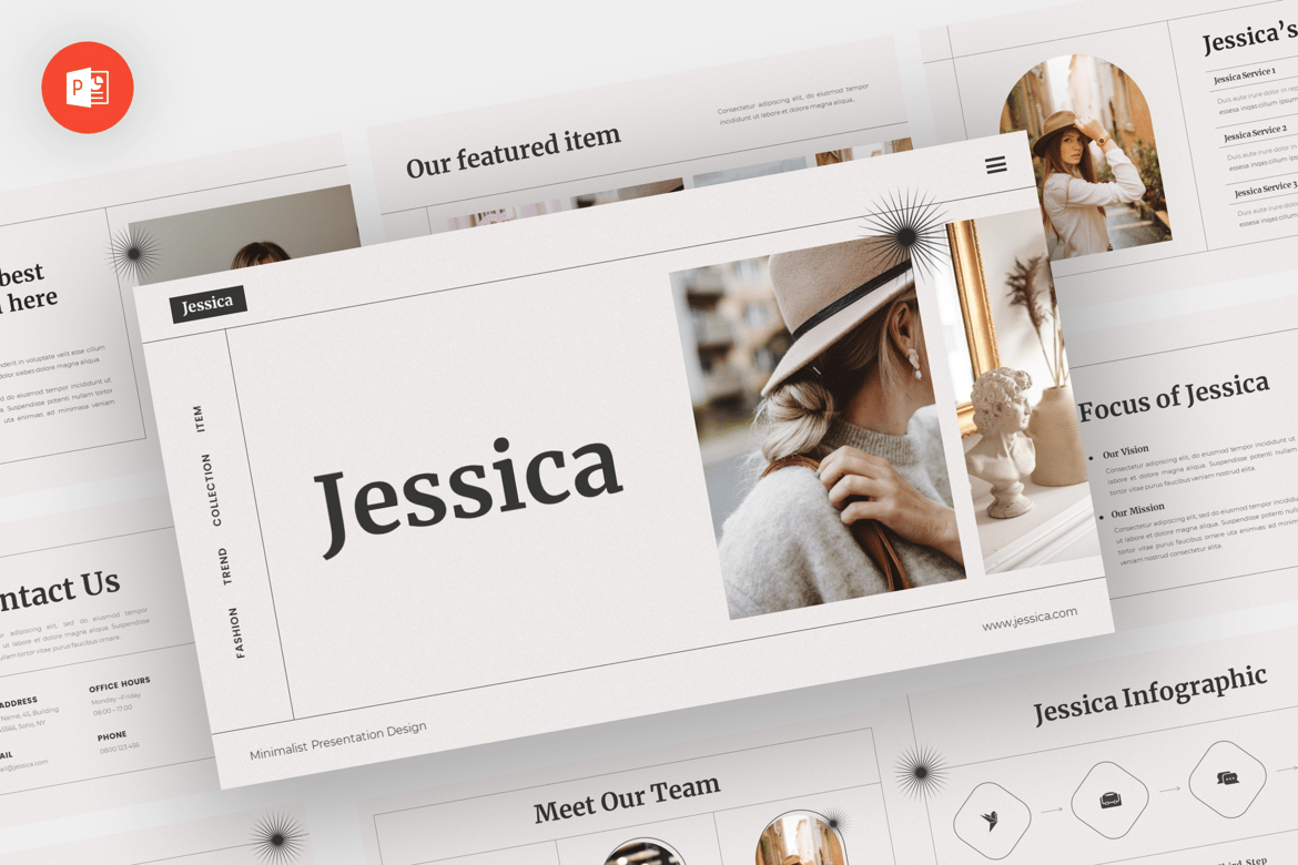 Jessica - Template PowerPoint Minimalis yang Elegan
