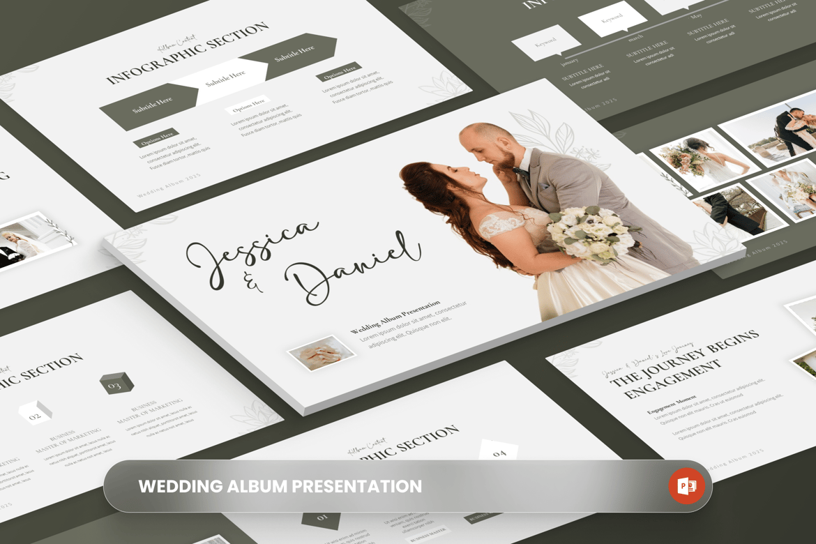 JessNiel - Template Presentasi PowerPoint Album Pernikahan yang Elegan