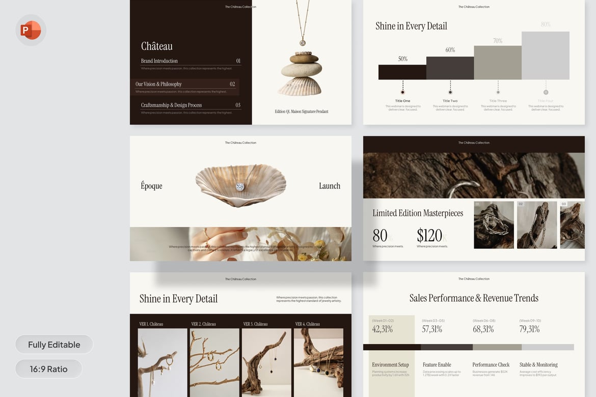 Template Presentasi PowerPoint Pameran Merek Perhiasan yang Mewah
