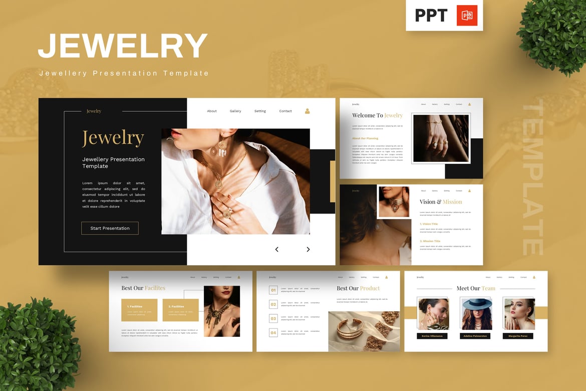 Template Powerpoint Perhiasan yang Mewah dan Elegan