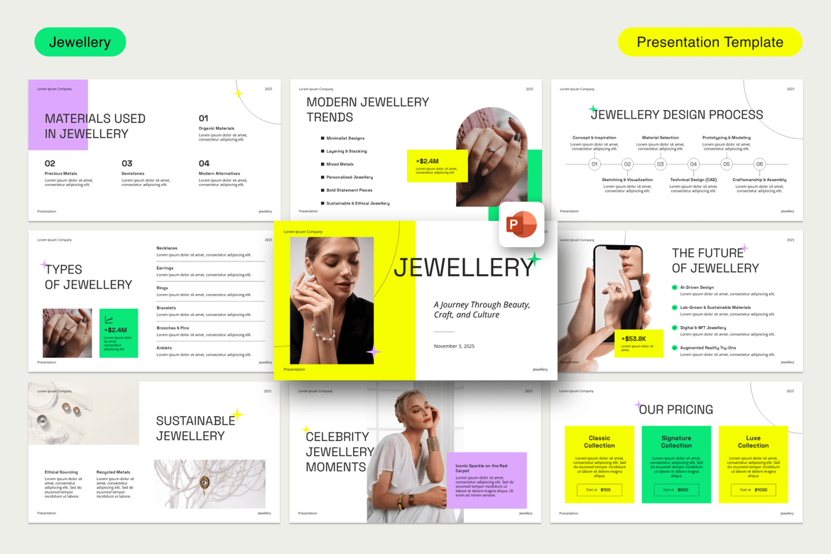 Template Presentasi PowerPoint Perhiasan Mewah