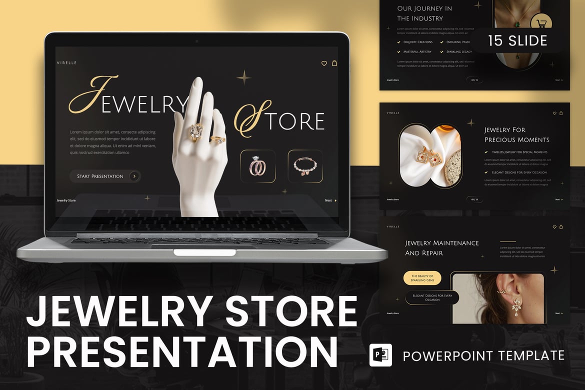 Template Presentasi PowerPoint Toko Perhiasan yang Elegan
