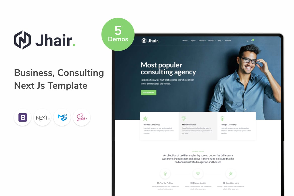 Jhair - Template Website Konsultasi Bisnis Modern dengan Next Js