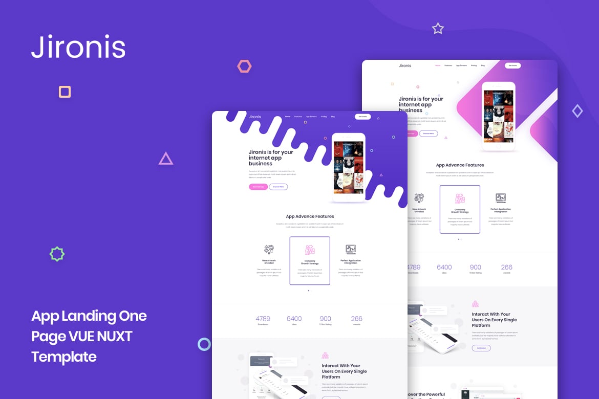 Jironis - Template Website Landing Page Aplikasi Vue Nuxt yang Menawan