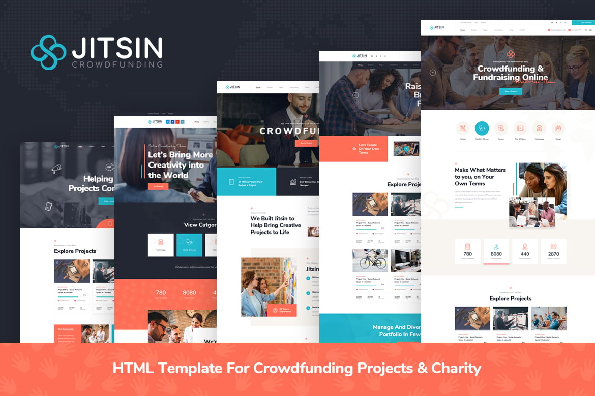 Jitsin - Template Website HTML untuk Proyek Crowdfunding dan Amal