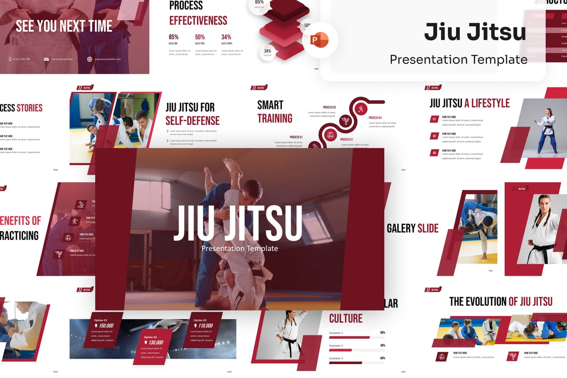 Template PowerPoint Jiu Jitsu yang Mengagumkan