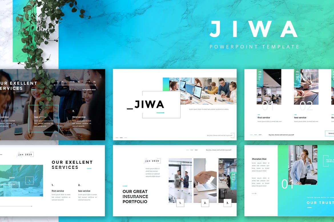 Template Presentasi PowerPoint JIWA untuk Layanan Asuransi yang Profesional