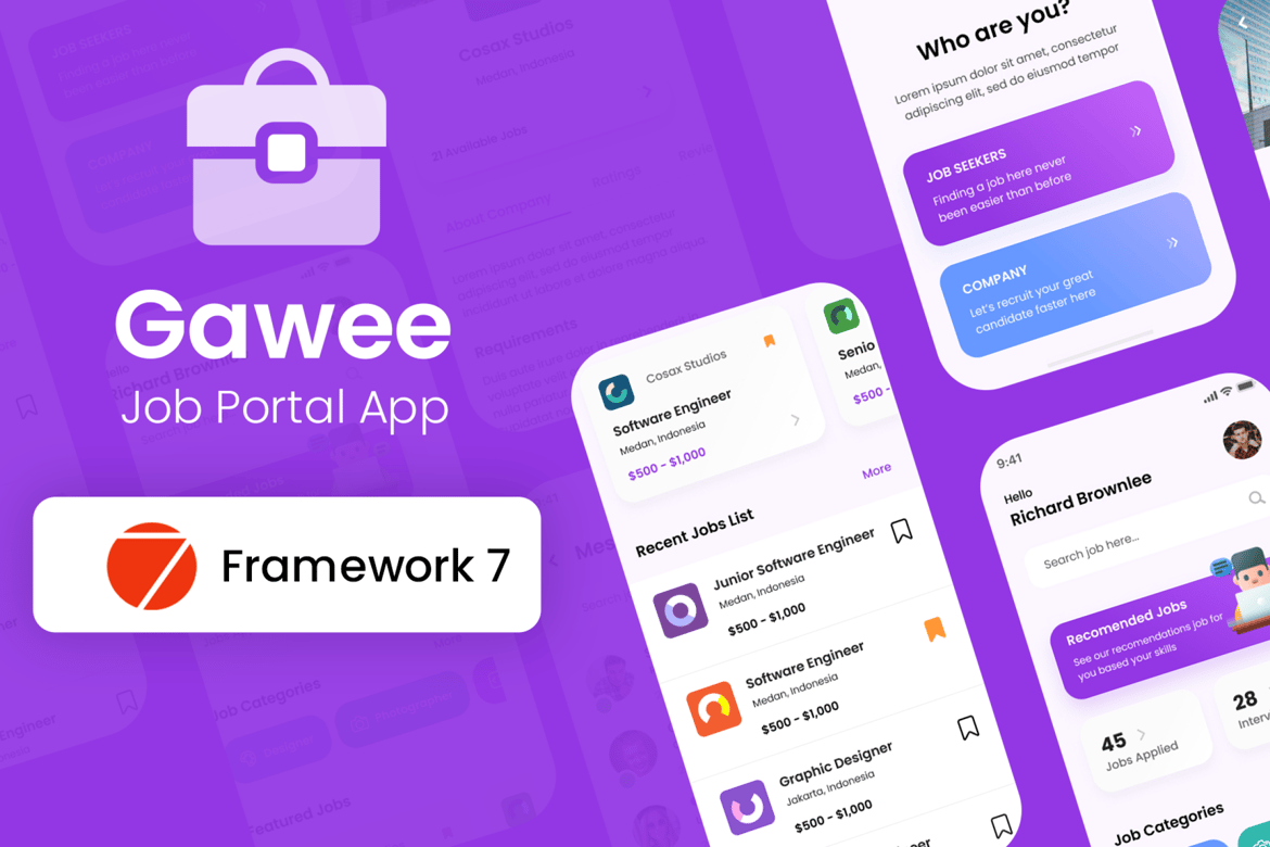 Template Website Mobile Job Board (Framework 7 + PWA)