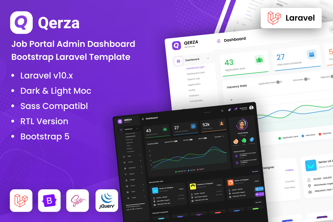 Template Dashboard Admin Job Portal Laravel yang Responsif dan Profesional