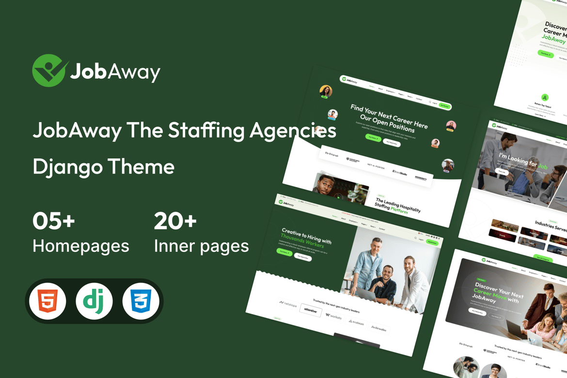 Jobaway - Template Website Agensi Rekrutmen Django 5 yang Modern dan Responsif