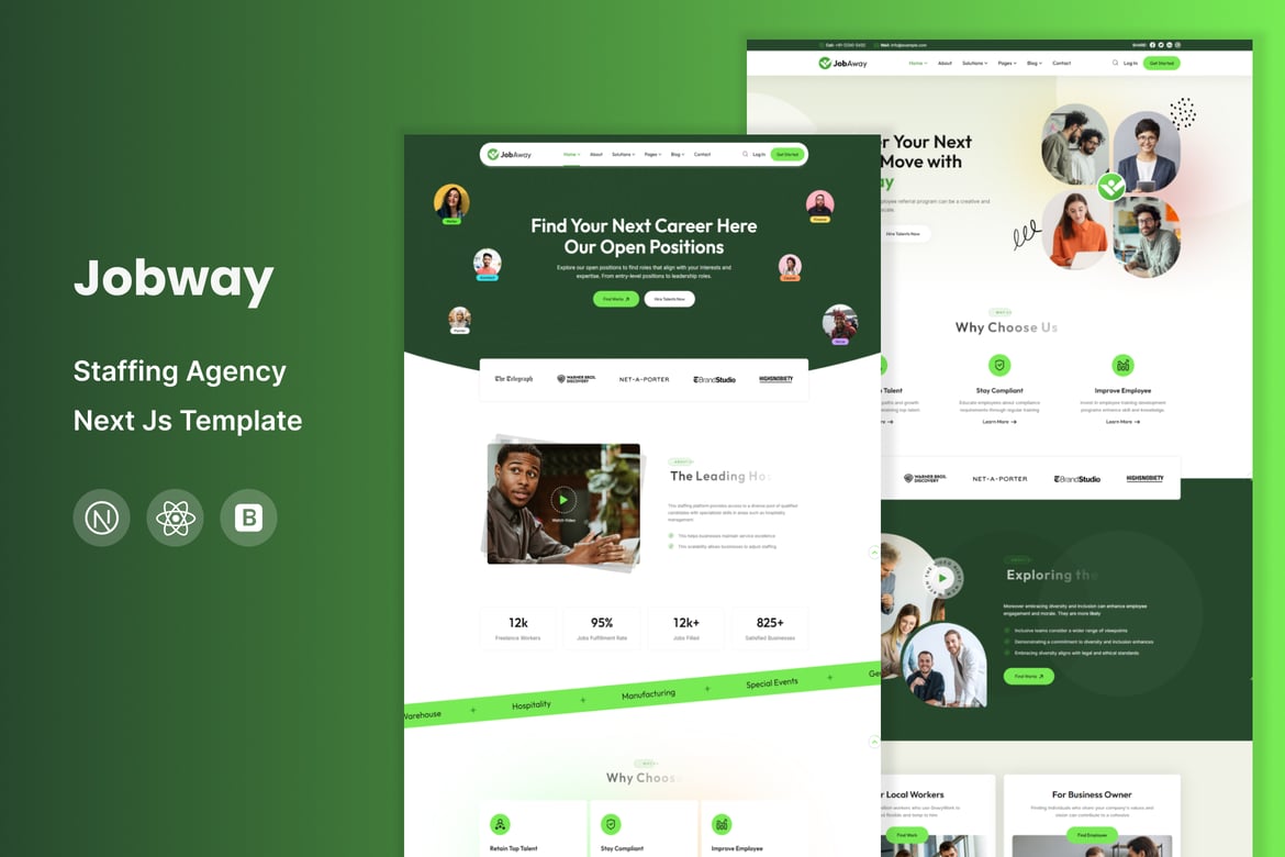 Jobaway - Template Website Modern untuk Agensi Staffing Berbasis React dan Next.js