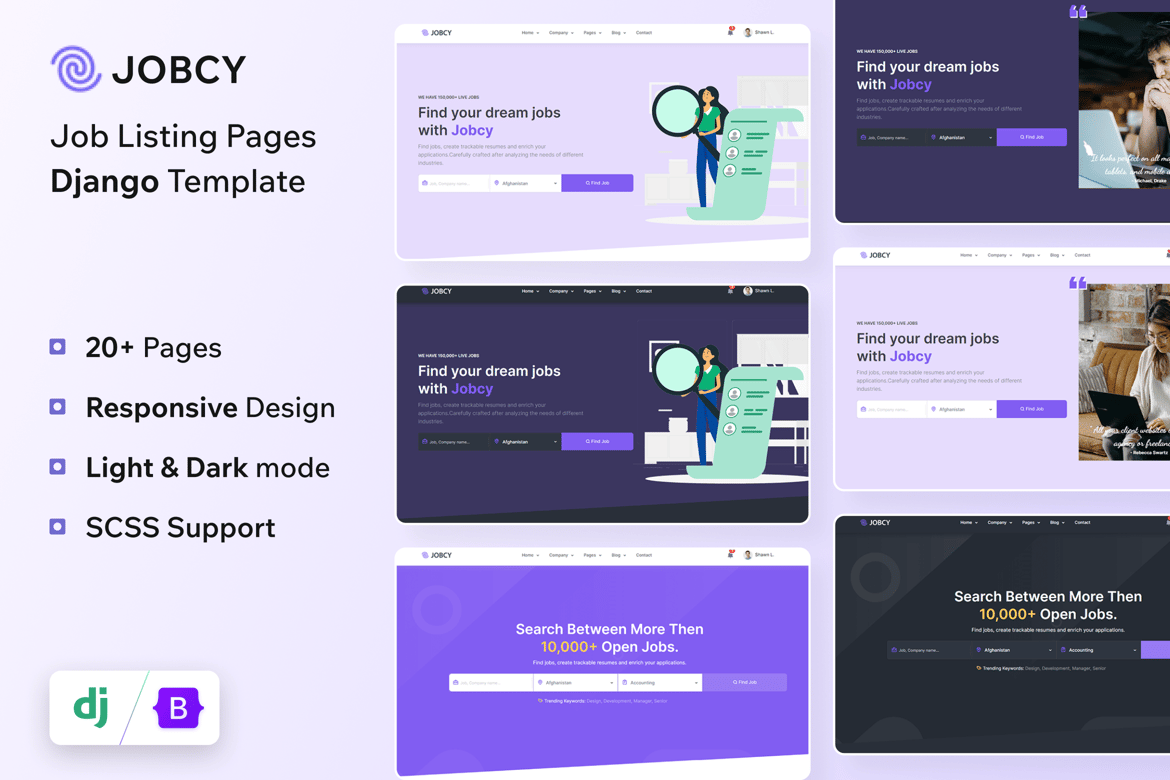 Jobcy - Template Website Papan Lowongan Kerja Berbasis Django yang Modern