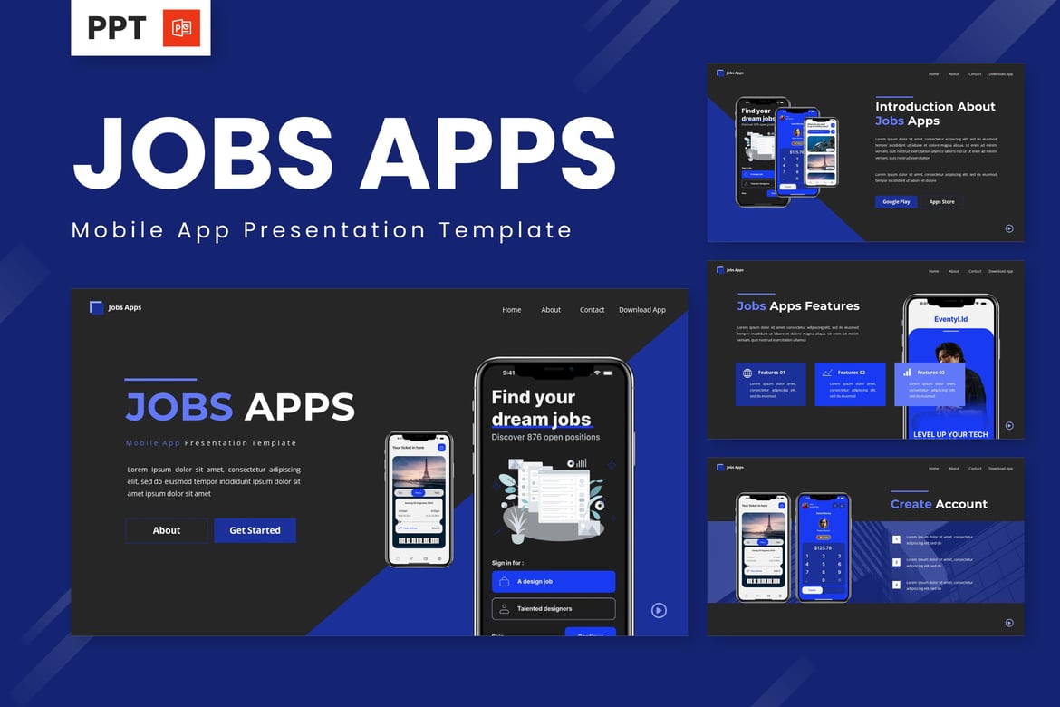Template Presentasi PowerPoint Aplikasi Pekerjaan yang Menarik