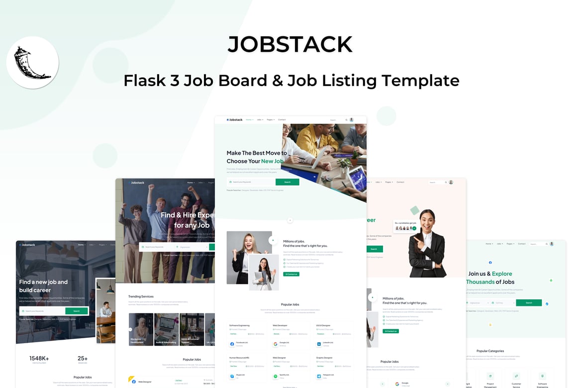 Jobstack - Template Website Lowongan Pekerjaan Flask 3 yang Modern dan Responsif
