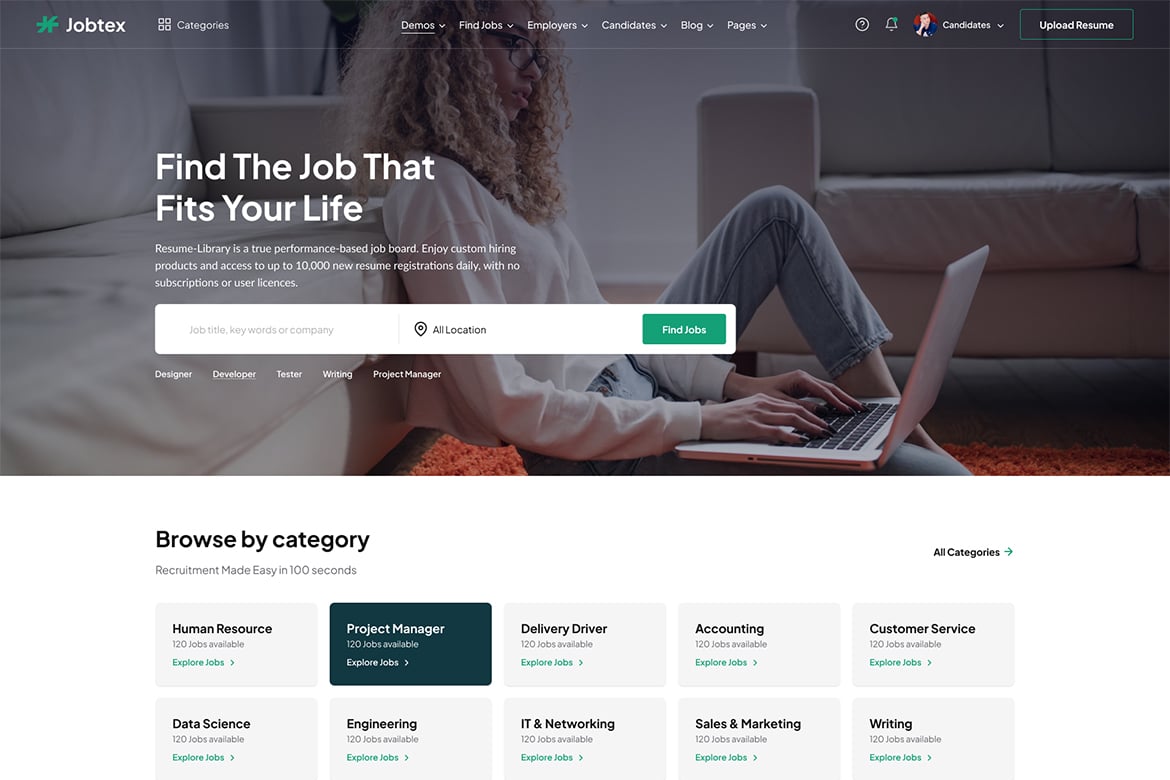 Jobtex | Template Website Papan Lowongan Kerja Berbasis ReactJS