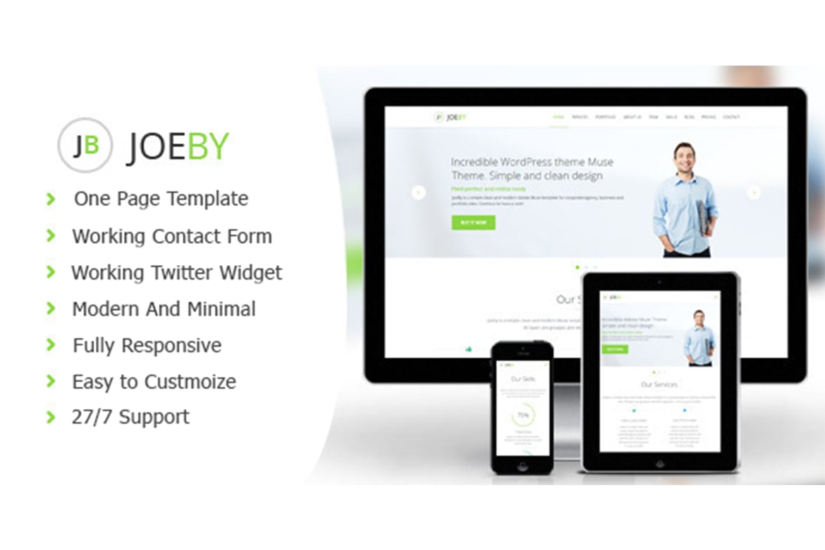 Joeby - Template Website Bisnis Satu Halaman yang Bersih dan Modern