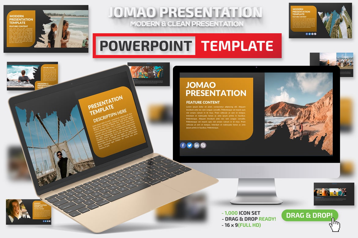 Template Presentasi PowerPoint Jomao yang Menarik dan Dinamis
