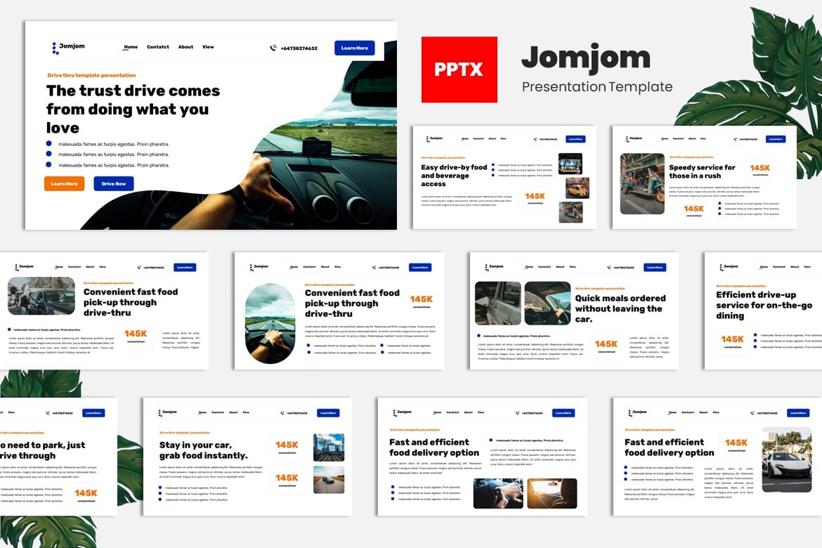 Template Presentasi Powerpoint Jomjom untuk Sekolah Mengemudi