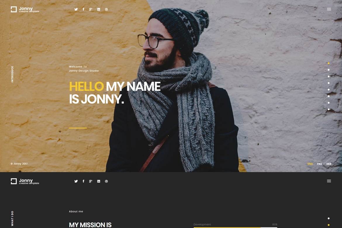 Jonny - Template Website Satu Halaman Kreatif dan Modern