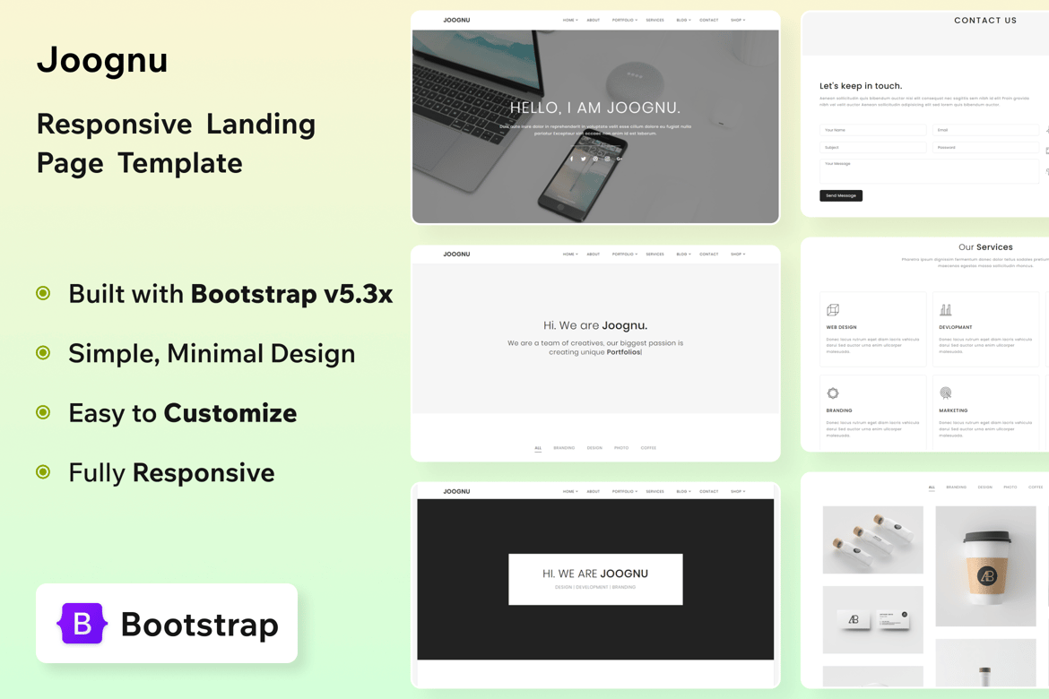 Joognu - Template Website Portfolio Minimalis yang Elegan