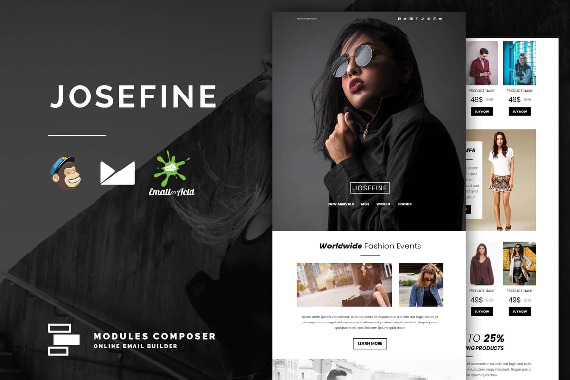 Template Email Responsif Josefine untuk E-Commerce Fashion dan Aksesori