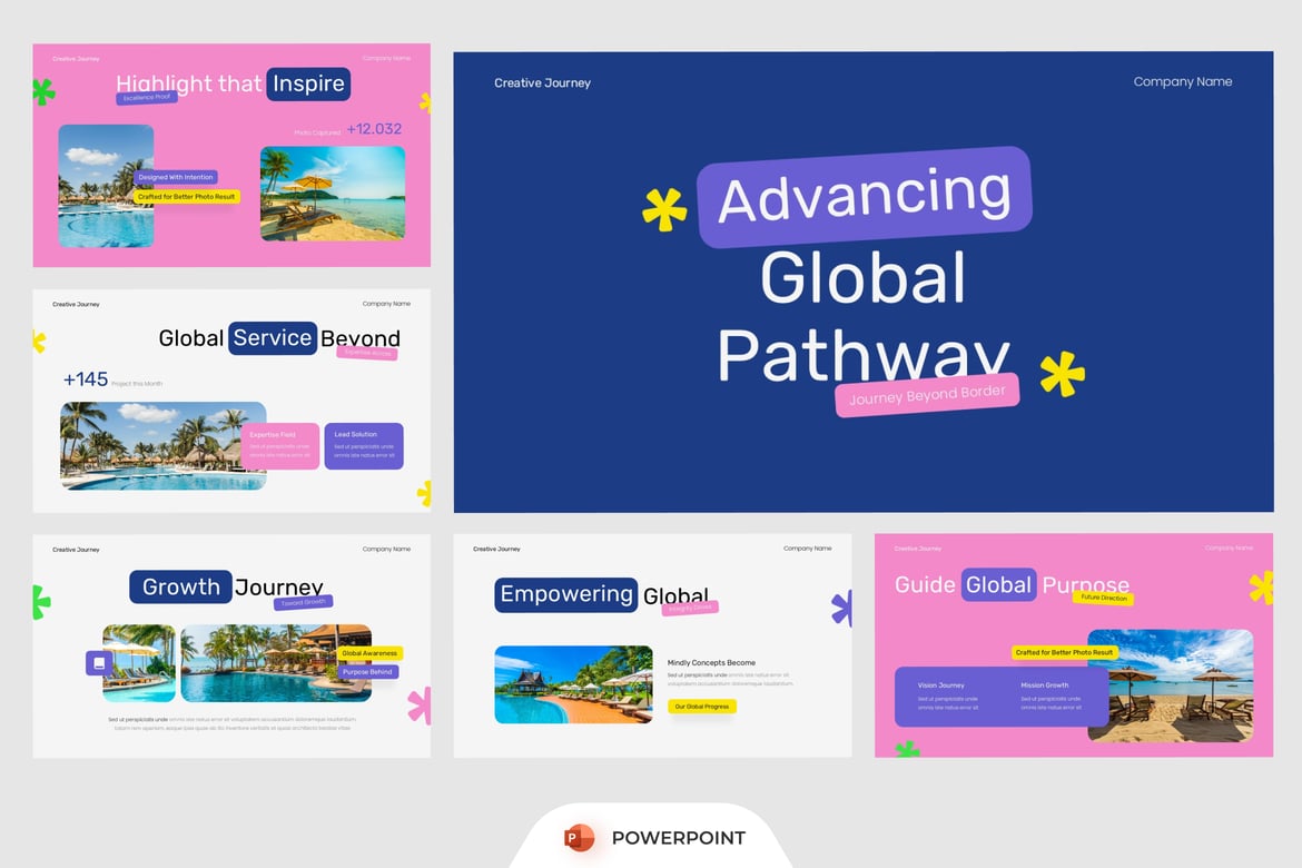 Template PowerPoint Perjalanan Kreatif yang Inspiratif