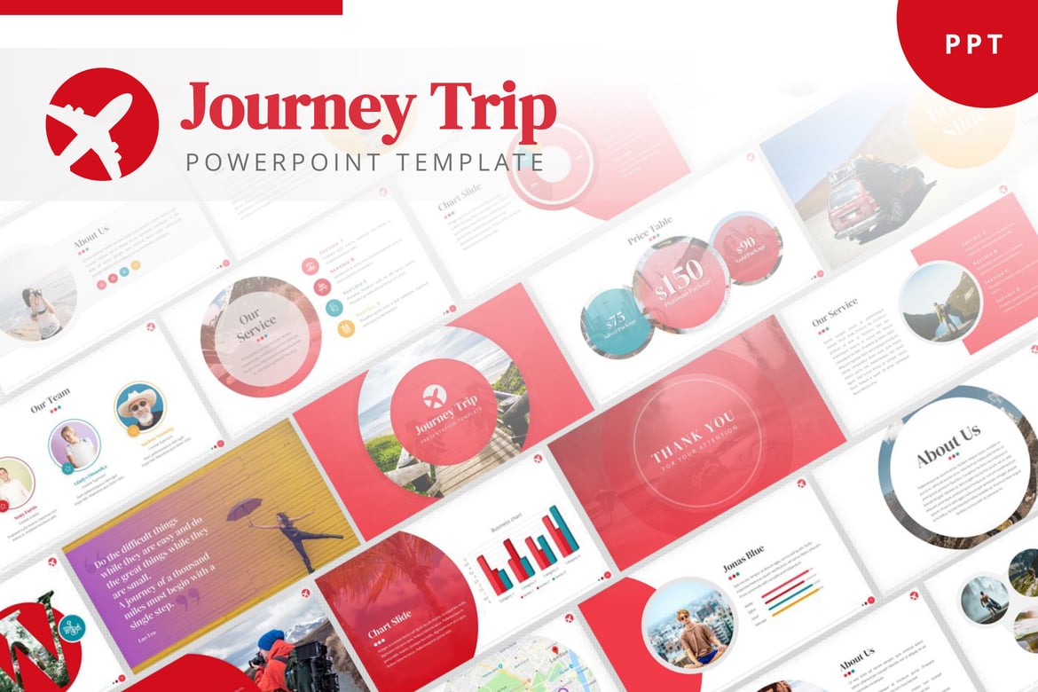 Template PowerPoint Perjalanan yang Menarik dan Profesional