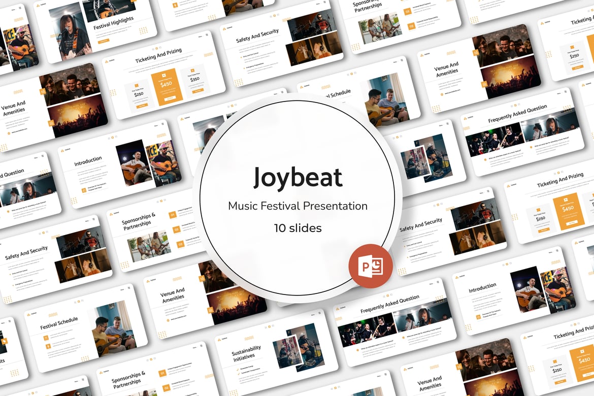 Template PowerPoint Festival Musik Joybeat yang Menakjubkan