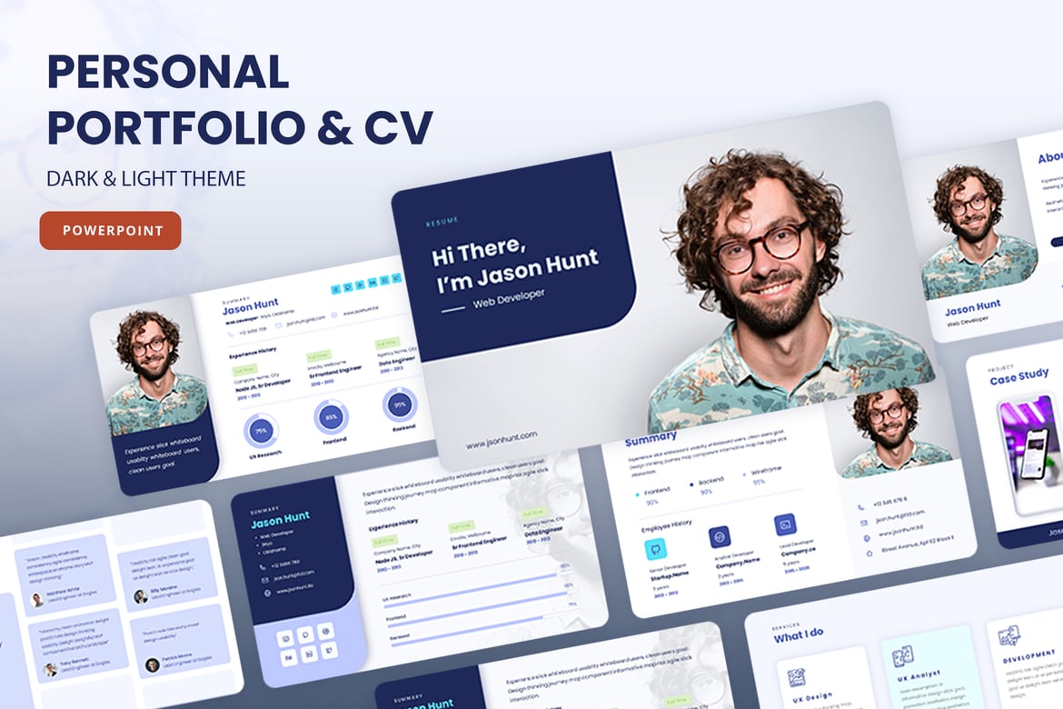 Template PowerPoint Portofolio dan CV JSON yang Menarik